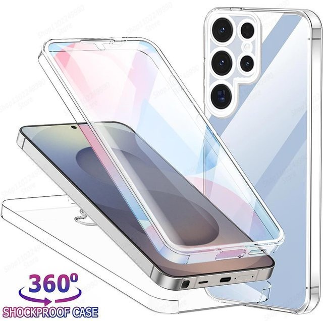 Transparente 360 Ganzkörper Schutzhülle für Samsung Galaxy S25 Ultra S24 Plus S23 FE S22 S21 5G Schockfeste Schutzabdeckung - Bild 1