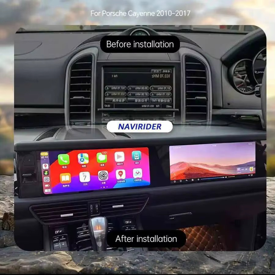 NAVIRIDER Android Autoradio mit Dual-Touchscreen für Porsche Cayenne 2010-2017, Multimedia Videoplayer Head Unit mit Carplay, Schwarz - Bild 6