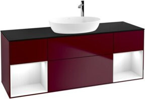 V&B Waschtischunterschrank Finion mit Wandbeleuchtung, Farbe Schwarz und Weiß, lackiert, B: 160 cm, H: 60,3 cm, T: 50,1 cm - Bild 1