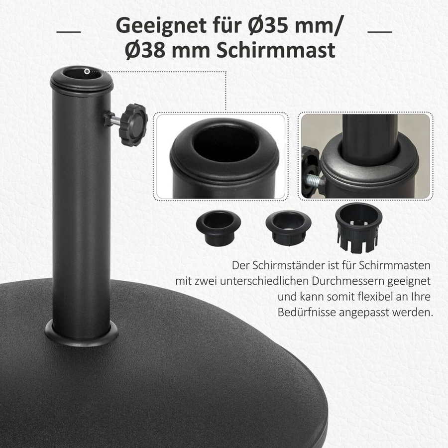 Outsunny Schirmständer aus Stahl und Zement in Schwarz, Höhe: 34,5 cm, Breite: 49 cm - Bild 4