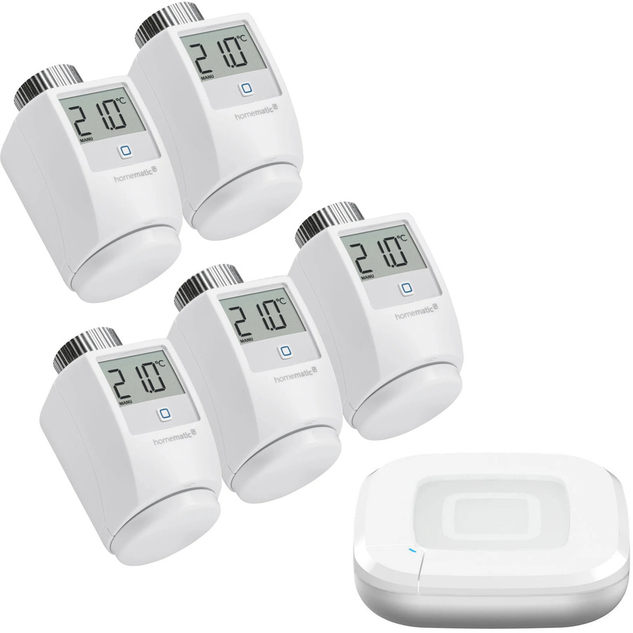 Homematic IP Starter Bundle Heizen für 5 Heizkörper Set mit App-Steuerung und Smart Home Integration in Weiß - Bild 1