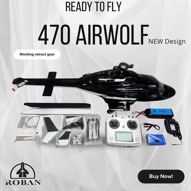 ROBAN Airwolf-Hubschrauber, RC-Modell, 470-Größe, RTF, mit LED-Navigationslichtern - Bild 1