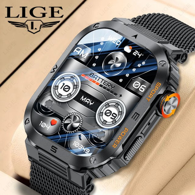 LIGE Smartwatch, Edelstahl, Schwarz, 2,01'' - Bild 1
