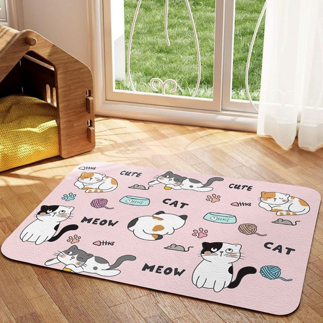VIKAMA Cartoon-Katzen-Haustier-Essmatte als rutschfeste Schüsselunterlage für Katzen und Hunde, B/T: 30 x 30 cm - Bild 1