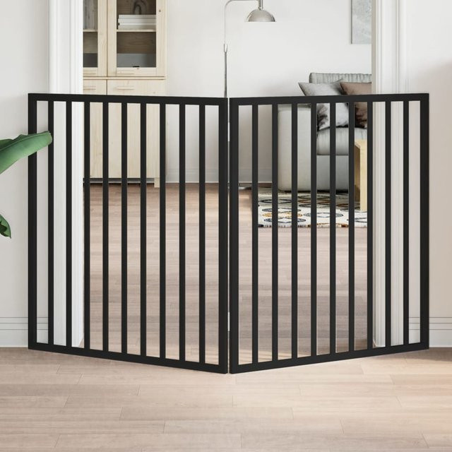 vidaXL Hundegitter aus Pappelholz, faltbar, 2 Paneele, Schwarz, Breite: 160 cm - Bild 3