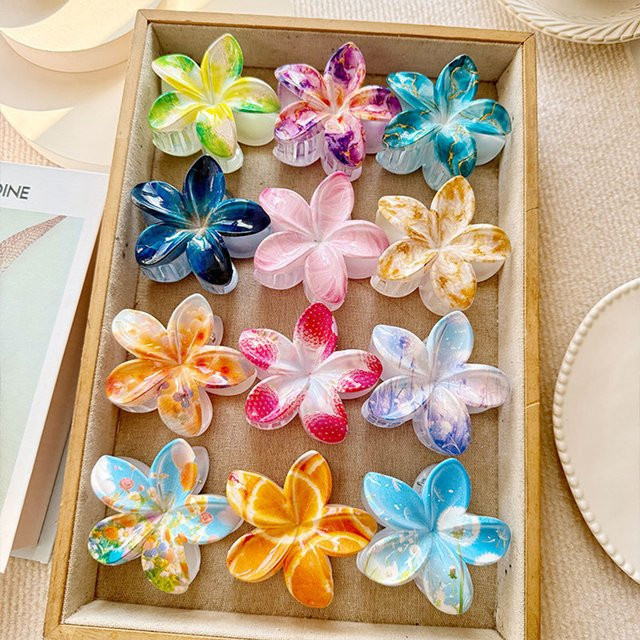 Haarklammern Hawaii-Blumen, 8 cm, Damen - Bild 1