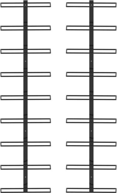 vidaXL Wand-Weinregale aus pulverbeschichtetem Eisen, 2er Set, Schwarz, Platz für 18 Flaschen - Bild 1
