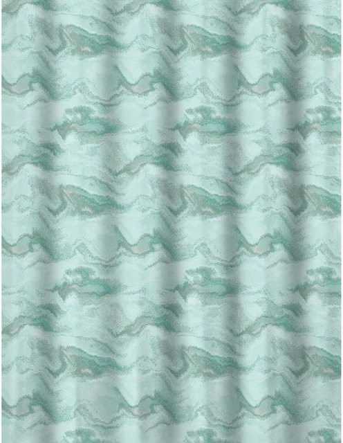 Euroshowers Duschvorhang aus Polyester in Türkis mit 12 Ringen und Metallösen, wasserabweisend und antibakteriell, B: 180 cm, H: 200 cm - Bild 1