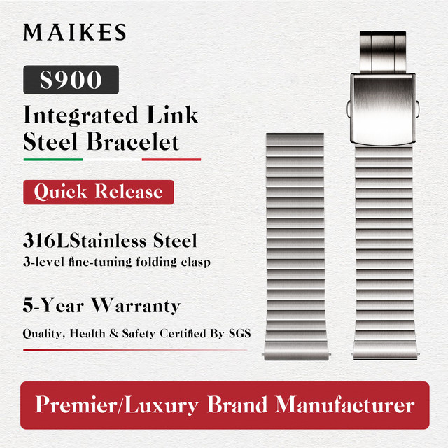 MAIKES Uhrenarmband Gliederarmband, Edelstahl, Silber - Bild 1