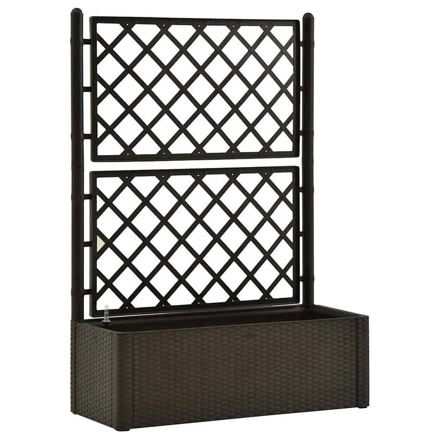 DELUKE Rankkasten BAYO Mokka mit Selbstbewässerungssystem und Rankhilfe im Rattan-Design, Hochbeet Pflanzgefäß für Innen- und Außenbereich, B/T/H: 100 x 43 x 142 cm - Bild 2