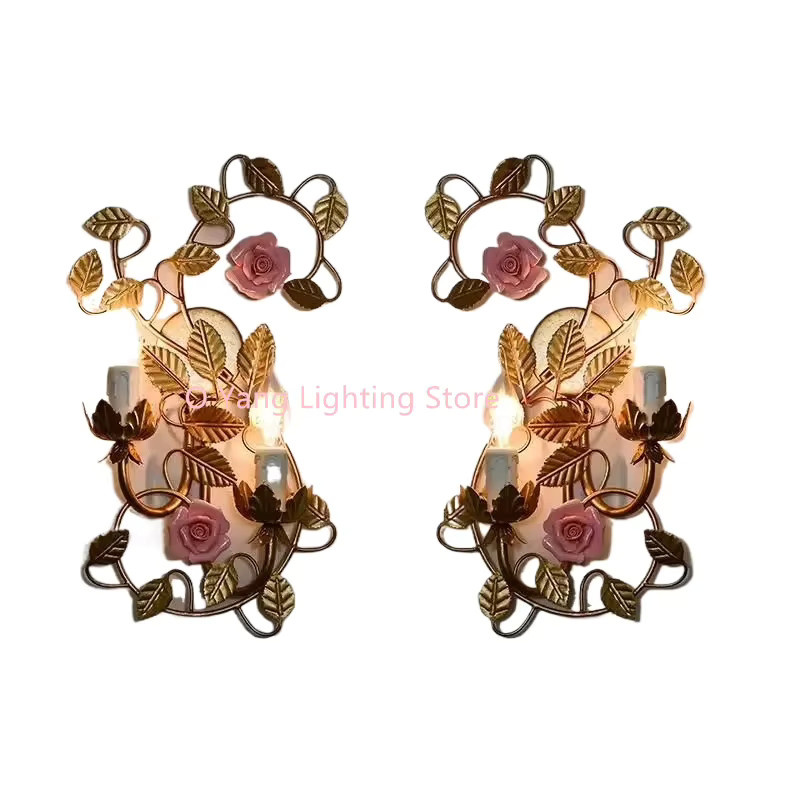 JIANKEXING Keramik Wandleuchte Rose in Gold/Messing für Wohnzimmer und Küche - Bild 2