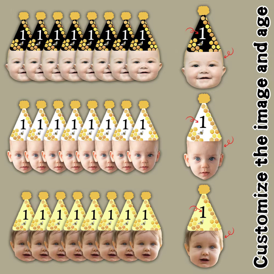 40 Stück Personalisierte Gesichtsaufkleber für den 1. Geburtstag von Cyuan, Individuelle Foto-Sticker für Kleinkind-Partys - Bild 4