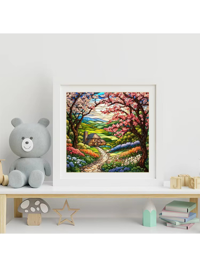 Momoart Eule Diamant-Mosaik Haus Landschaft, Diamantmalerei, Kinder-Hobby - Bild 2