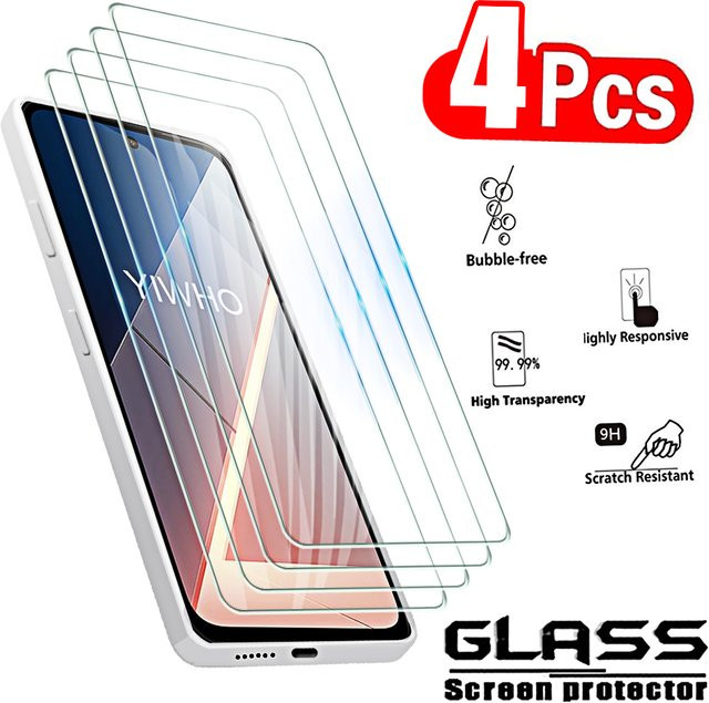 4er-Pack Displayschutzfolien aus gehärtetem Glas für Xiaomi Poco M7 4G und M7 5G, transparent, vollständige Abdeckung - Bild 1