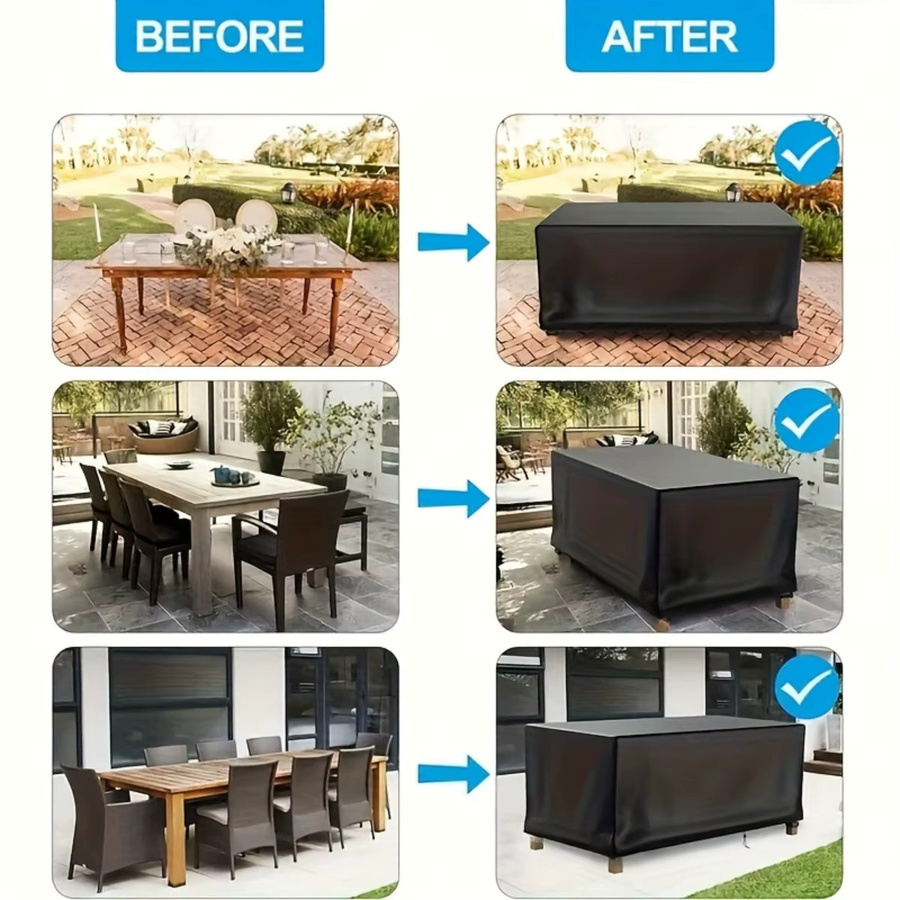 Wasserabweisende Sofa-Abdeckung für Terrassenmöbel in Schwarz mit UV-Schutz und Schneeschutz für alle Jahreszeiten - Bild 5