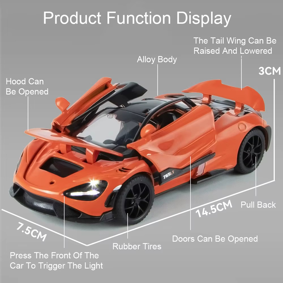 MAKEDA 600LT 765LT Modell, Diecast Auto, 1:32, Metall, mit Licht und Sound - Bild 4