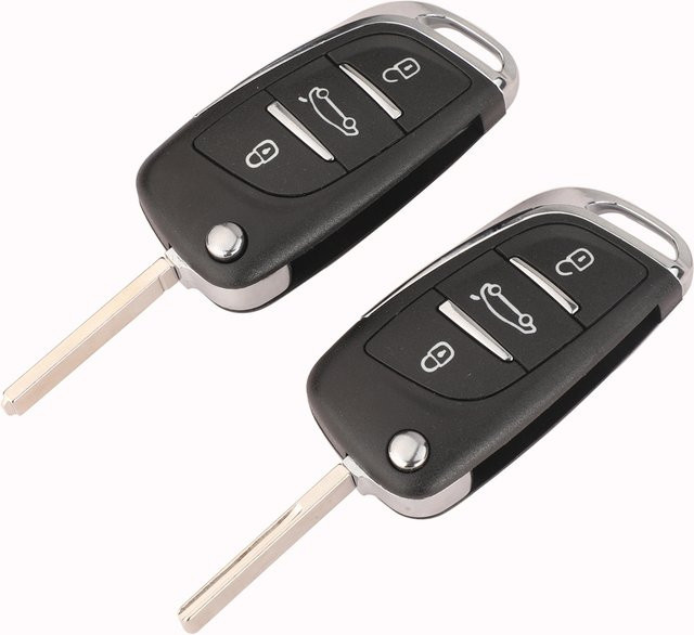 Jingyuqin 3 Tasten Klappschlüssel Gehäuse für Citroen C4L, Peugeot 508, 3008, 2008, 301 in Schwarz - Bild 1