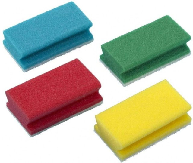 Diversey TASKI Padschwamm mit kratzfreiem weissem Pad, blau, B/T/H: 13 x 7,5 x 4,5 cm, 10er Pack - Bild 1