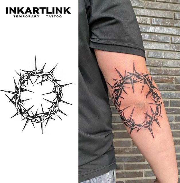 INKARTLINK Krone der Dornen Temporäres Tattoo, wasserfest, semi-permanent - Bild 1