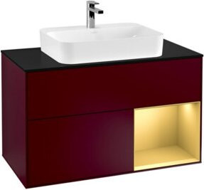 V&B Finion Waschtischunterschrank mit LED-Beleuchtung und Regalfach, Wandmontage, Breite: 100 cm - Bild 1