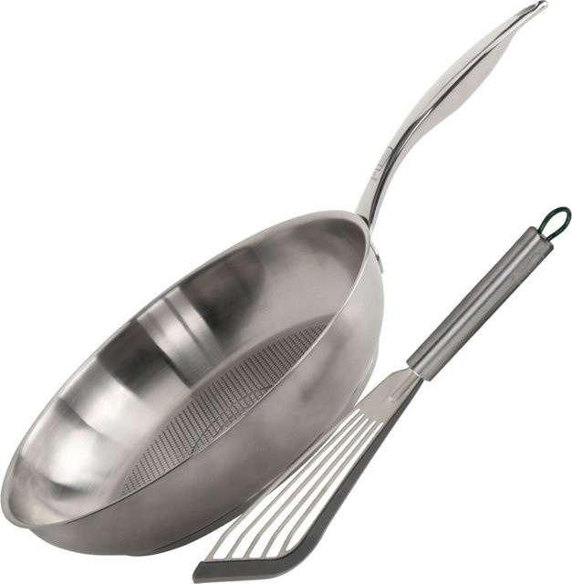 Fackelmann Koch-Set München mit Pfanne und Wender, 2-teilig, Silber, Edelstahl und Silikon, spülmaschinenfest - Bild 1