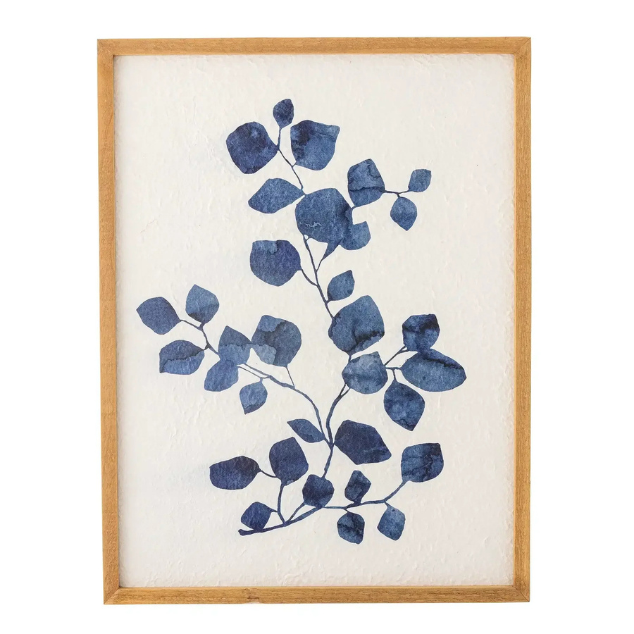 Bloomingville Wanddekoration Gunnvor mit floralem Blumenmuster in Blau und Beige aus Kiefernholz, Breite: 40,5 cm, Höhe: 53,5 cm - Bild 1