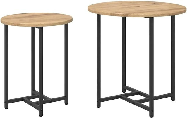 vidaXL Beistelltisch-Set 2-teilig modern in Eiche und Schwarz aus Metall und Holz - Bild 1