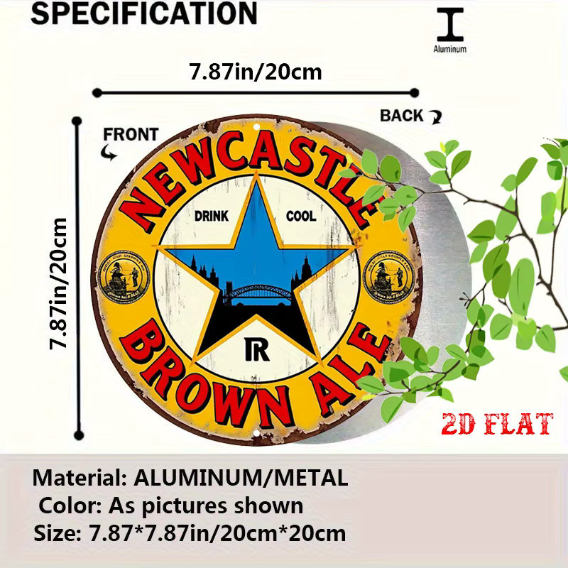 Newcastle Brown Ale Vintage Metallblechschild von Potdemiel, rundes Aluminium-Wandkunst-Schild in Multicolour, Durchmesser: 19,99 cm - Bild 2