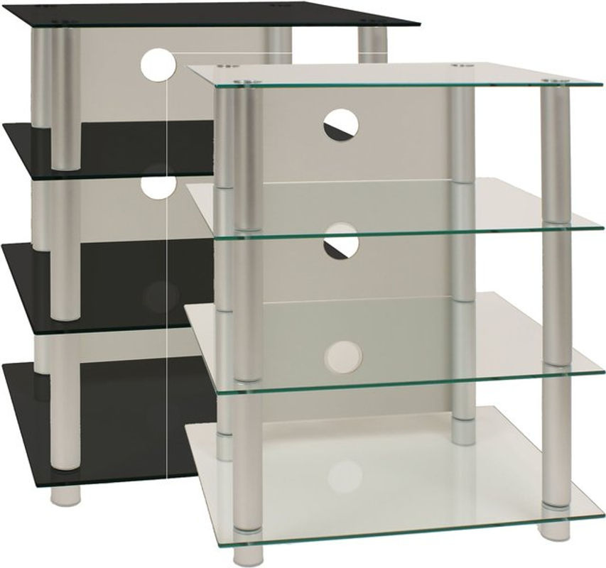 VCM Blados Hifi Mediaregal Phono Rack aus Glas und Aluminium, transparent, H x B x T: 70 x 59 x 49 cm - Bild 2