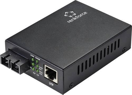 Renkforce RF-4581874 CAT 6 SC Duplex Netzwerk-Medienkonverter 1000MBit/s in Schwarz - Bild 1