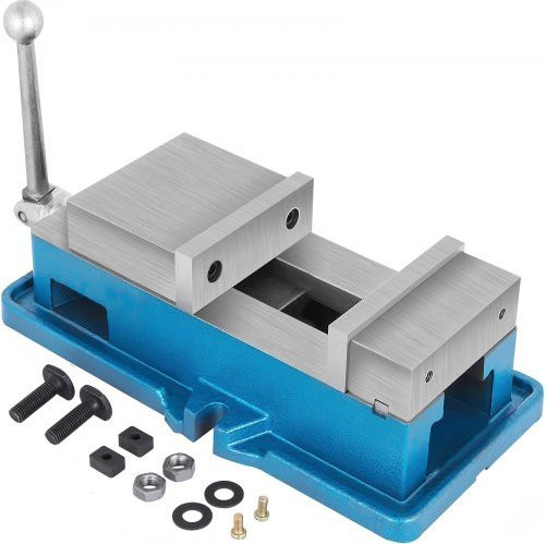 VEVOR Maschinenschraubstock aus Stahl in Blau, CNC Super-Lock Schraubstock mit 125 mm Öffnung und 24 kN Spannkraft, Höhe: 4 cm, Breite: 18 cm, Tiefe: 18 cm - Bild 1