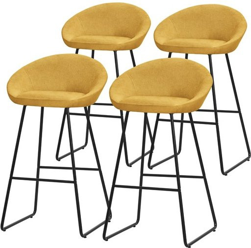 ML-Design Barhocker 4er Set in Senfgelb mit Rückenlehne und Fußstütze, B/T/H: 56 x 50 x 94 cm - Bild 1
