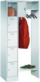 Stier Garderobe mit 5 Fächern und offener Garderobe, Lichtgrau, RAL 7035 - Bild 1