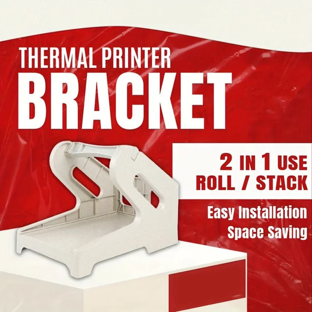 FUNPRINTHYIN 2-in-1 Thermodruckerhalterung für Etikettenrollen und Etikettenstapel in Weiß - Bild 1
