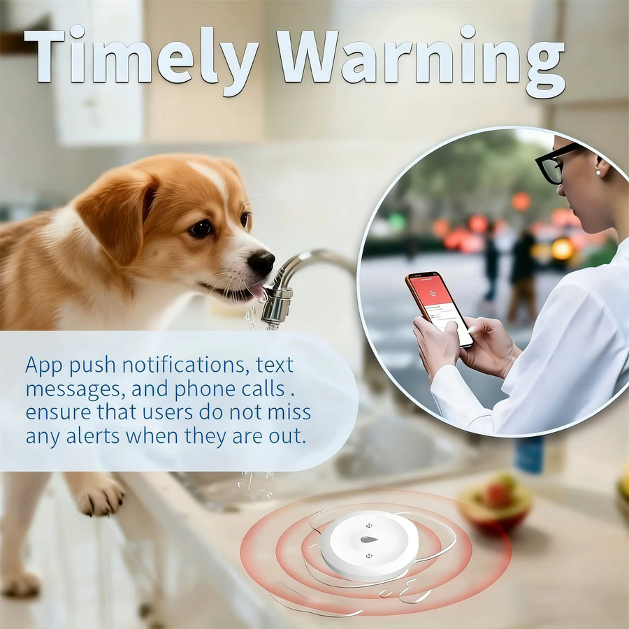 iHseno Tuya ZigBee Smart Wasserleck-Sensor mit APP Fernüberwachung und Leckage-Alarm in Weiß - Bild 2
