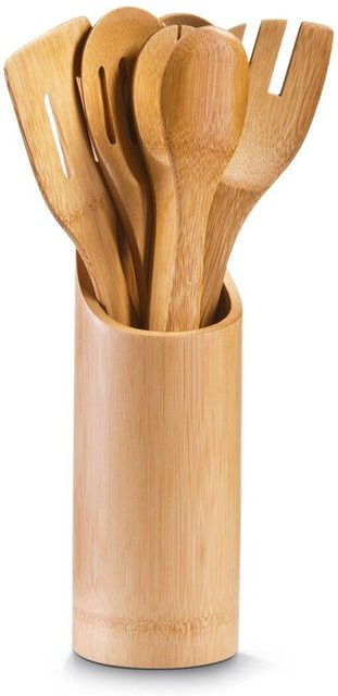 Zeller Küchenutensilienhalterset aus Bambus in Natur Braun B/T/H: 9 x 9 x 33 cm - Bild 1