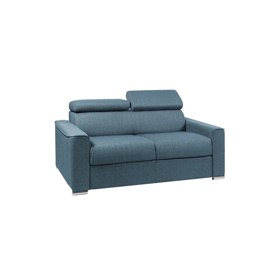 Vente-unique Schlafsofa Vizir Blau mit verstellbarer Kopfstütze und Stoffbezug - Bild 2
