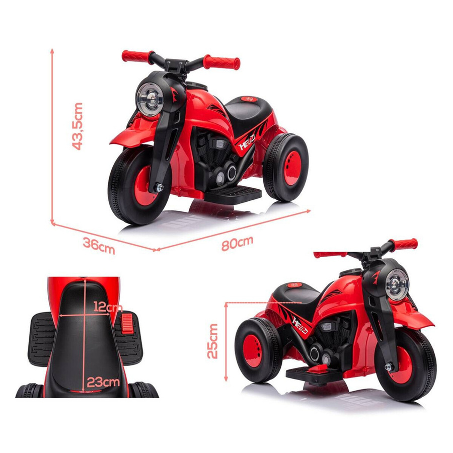 AIYAPLAY Elektro Kindermotorrad, 6V, mit Seifenblasenmaschine, Musik, Scheinwerfer, Rot, ab 2 Jahre - Bild 4