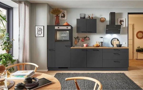 pino Küchenzeile Grafit matt mit 1 Geräteschrank und 1 Apothekerschrank, Breite: 310 cm