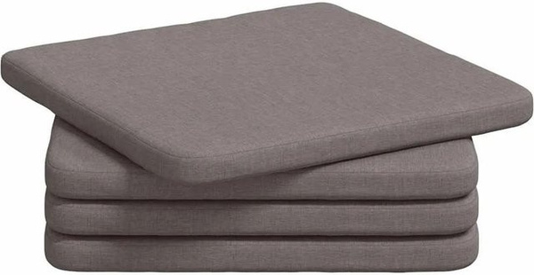 vidaXL Sitzkissen 4er Set Taupe, quadratische Stoffkissen mit abnehmbarem Bezug, B/T/H: 40 x 40 x 3 cm