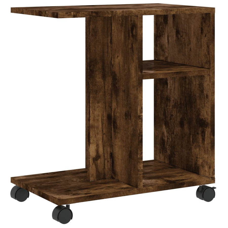 vidaXL Beistelltisch mit Rollen aus Holzwerkstoff in Räuchereiche, B/T/H: 50 x 30 x 55 cm - Bild 4