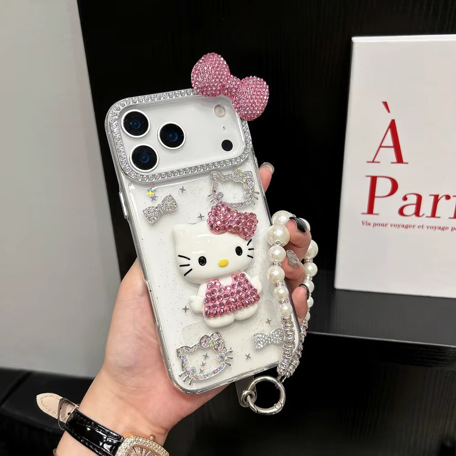 Sanrio Hello Kitty Handyhülle mit 3D-Effekt und Glitzer-Design für iPhone 11 bis iPhone 17 Pro Max, Multicolor - Bild 2