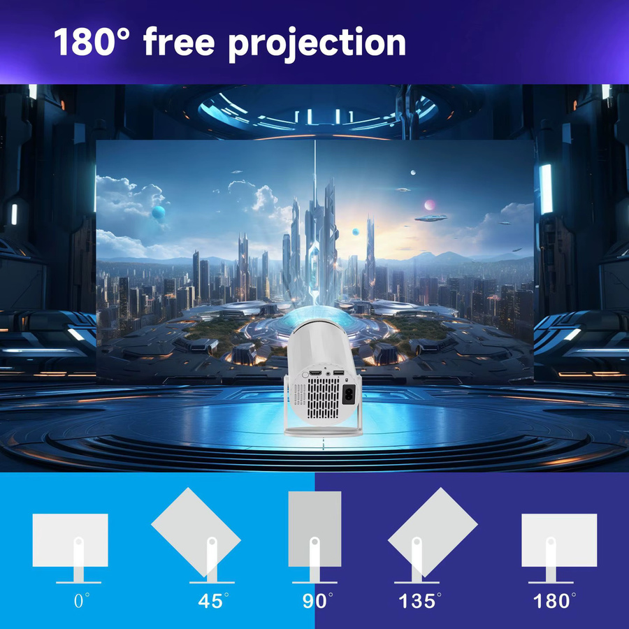 Salange X8Mini Smart-Projektor in Weiß mit Android 14, WiFi6, Bluetooth 5 und Full HD 1080P Unterstützung - Bild 4