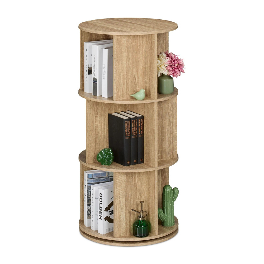 Relaxdays Bücherregal aus Holzwerkstoff und Stahl in Natur, drehbar, Höhe: 104 cm, Breite: 50 cm, Tiefe: 25 cm - Bild 2