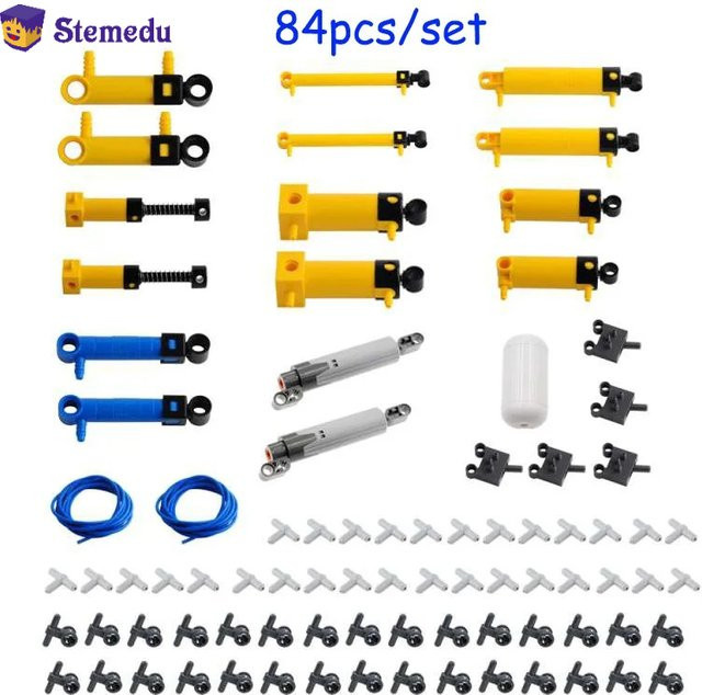 Stemedu MOC Pneumatisches Bauteil-Set mit Luftpumpe und Zylindern, 84 Teile für technische Bauwerke - Bild 1