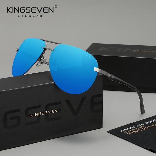 KINGSEVEN Sonnenbrille Pilot, randlos, Metall, polarisiert, Herren - Bild 1