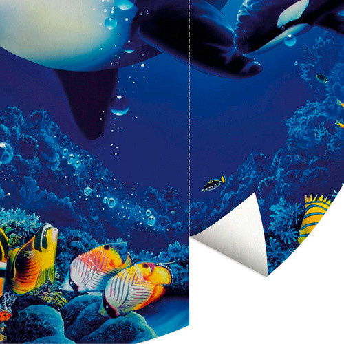 K&L Wall Art Runde Vliestapete Orcas Ozean, mehrfarbig, matt - Bild 2
