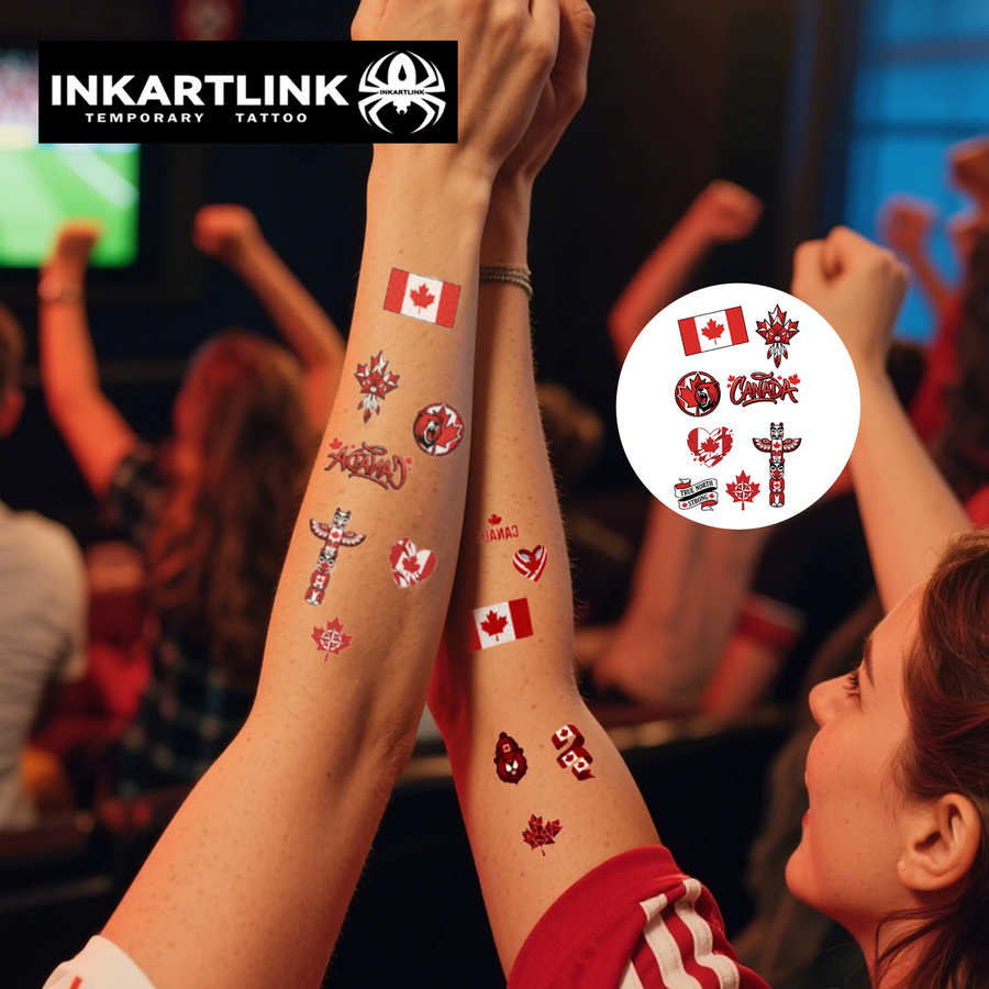 INKARTLINK Tattoo-Aufkleber Canada-Serie, 3 Stück, Unisex - Bild 2