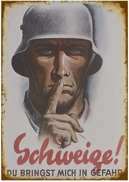 Hello Young Vintage Metallschild Keep Quiet Wandkunst in Mehrfarben B: 30,0 cm, H: 20,0 cm, T: 1,0 cm - Bild 1