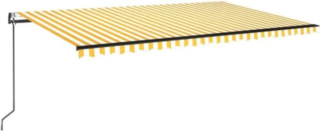 Furnicato Automatische Einziehbare Markise mit Fernbedienung aus Aluminium und Polyester, Gelb Weiß, B: 500 cm, T: 350 cm - Bild 1